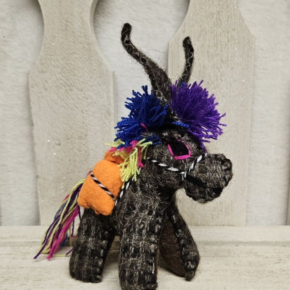 Hand Made Mexico Folk Art Donkey Fabric Cloth Multicolor Animal Hand Crafted - Picture 4 of 10